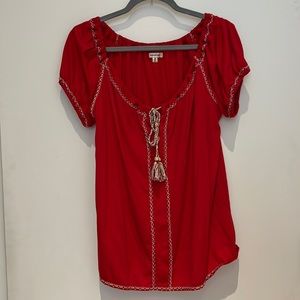 Max Studio Red Peasant Style Blouse